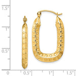 Загрузить изображение в средство просмотра галереи, 14k Yellow Gold Rectangle Textured Hoop Earrings
