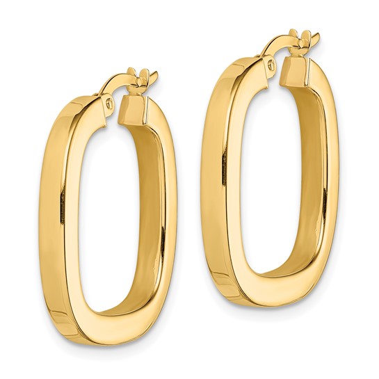 14k Yellow Gold Square Hoop Earrings 23mm x 3mm