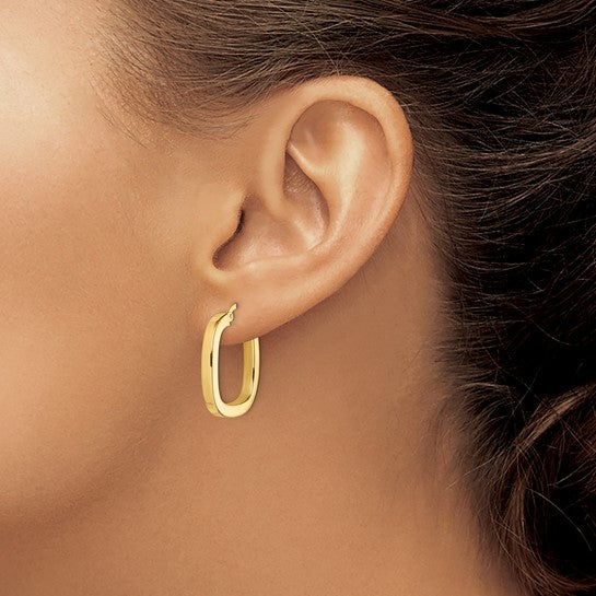 14k Yellow Gold Square Hoop Earrings 23mm x 3mm