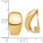 Indlæs billede til gallerivisning 14k Yellow Gold Polished Non Pierced Clip On Omega Back Earrings
