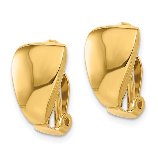 14k Yellow Gold Polished Non Pierced Clip On Omega Back Earrings