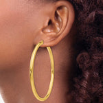 Charger l&#39;image dans la galerie, 14K Yellow Gold 70mm x 4mm Large Round Classic Hoop Earrings
