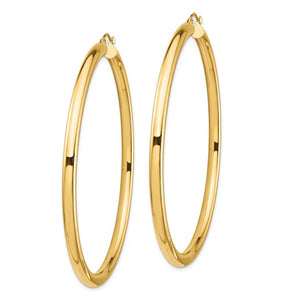 14K Yellow Gold 70mm x 4mm Large Lightweight Round Classic Hoop Earrings
