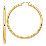 Lataa kuva Galleria-katseluun, 14K Yellow Gold 70mm x 4mm Large Round Classic Hoop Earrings
