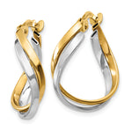 Carica l'immagine nel visualizzatore di Gallery, 14K Two-Tone Gold 19mm x 8mm Twisted Hoop Earrings
