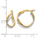 Carica l'immagine nel visualizzatore di Gallery, 14K Two-Tone Gold 19mm x 8mm Twisted Hoop Earrings
