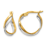 Carica l'immagine nel visualizzatore di Gallery, 14K Two-Tone Gold 19mm x 8mm Twisted Hoop Earrings
