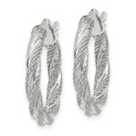 Load image into Gallery viewer, 14K White Gold 20mm x 3mm Textured Twisted Round Hoop Earrings
