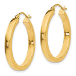 Indlæs billede til gallerivisning 14K Yellow Gold Square Tube Round Hoop Earrings 25mm x 3mm
