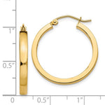 Indlæs billede til gallerivisning 14K Yellow Gold Square Tube Round Hoop Earrings 25mm x 3mm
