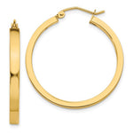 画像をギャラリービューアに読み込む, 14K Yellow Gold Square Tube Round Hoop Earrings 30mm x 3mm
