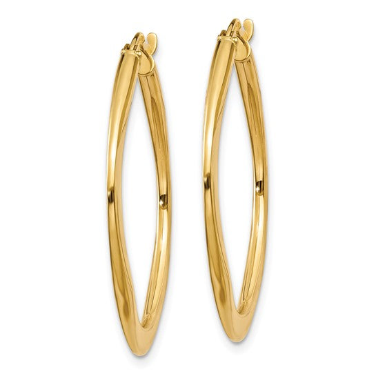 14k Yellow Gold Geometric Style Square Hoop Earrings