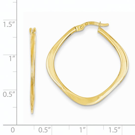 14k Yellow Gold Geometric Style Square Hoop Earrings