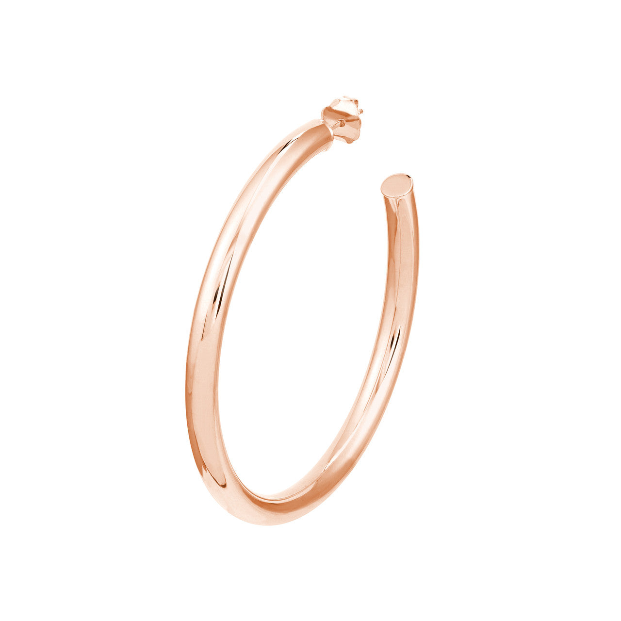 14k Yellow Rose White Gold J Round Hoop Post Earrings 50mm x 4mm