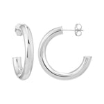 Carica l&#39;immagine nel visualizzatore di Gallery, 14k Yellow Rose White Gold J Round Hoop Post Earrings 25mm x 4mm
