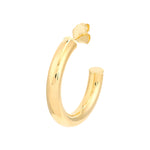 將圖片載入圖庫檢視器 14k Yellow Rose White Gold J Round Hoop Post Earrings 25mm x 4mm
