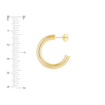 Load image into Gallery viewer, 14k Yellow Rose White Gold J Round Hoop Post Earrings 25mm x 4mm
