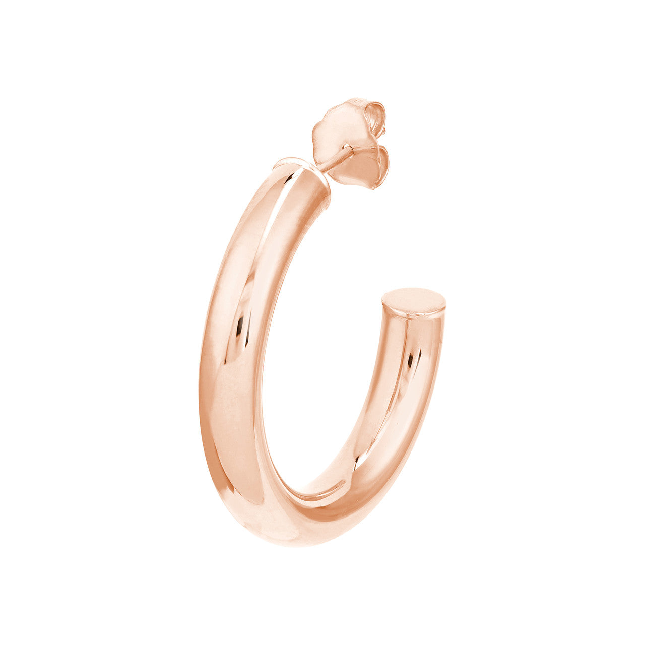 14k Yellow Rose White Gold J Round Hoop Post Earrings 25mm x 4mm