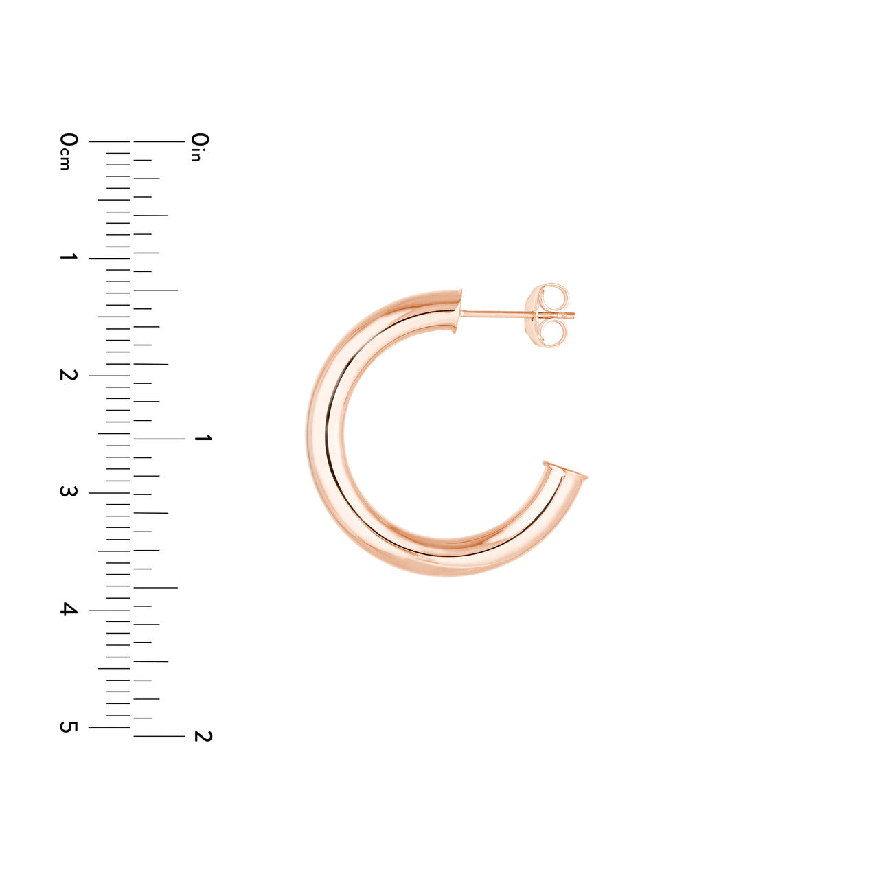 14k Yellow Rose White Gold J Round Hoop Post Earrings 25mm x 4mm