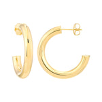 Load image into Gallery viewer, 14k Yellow Rose White Gold J Round Hoop Post Earrings 25mm x 4mm
