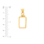 Φόρτωση εικόνας στο εργαλείο προβολής Συλλογής, 14K Yellow Gold Pamp Suisse Lady Fortuna 2.5 gram Bar Bezel Screw Top Frame Mounting Holder Pendant Charm
