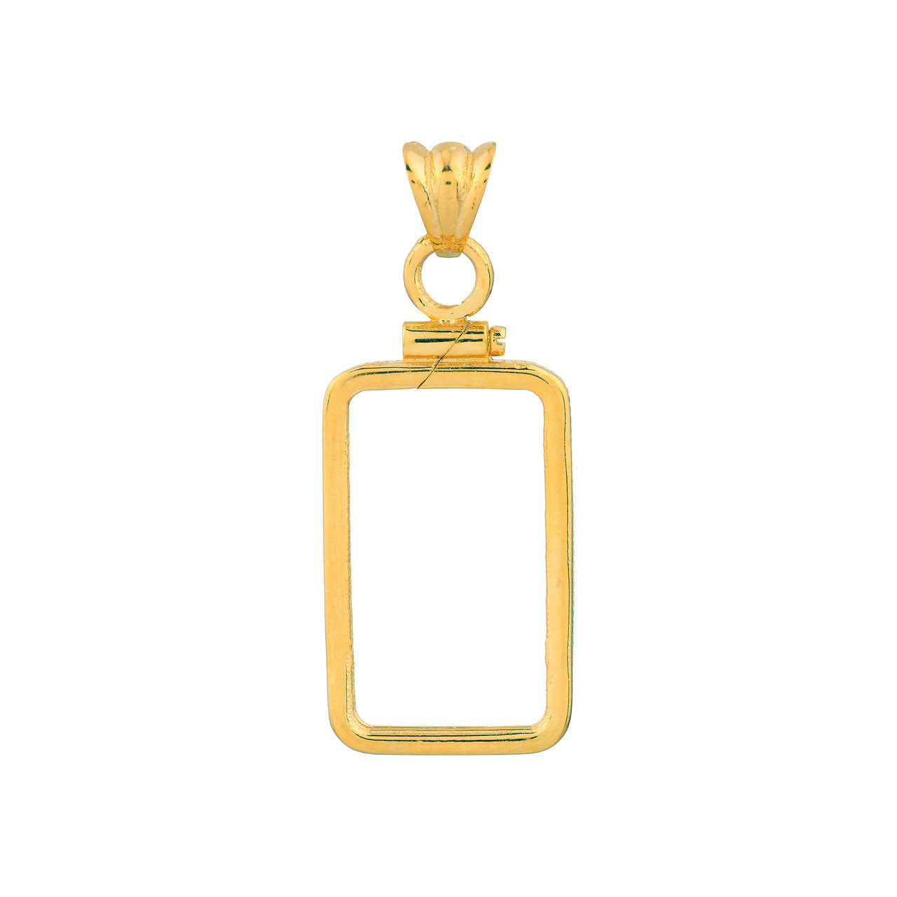 14K Yellow Gold Pamp Suisse Lady Fortuna 5 gram Bar Bezel Screw Top Frame Mounting Holder Pendant Charm