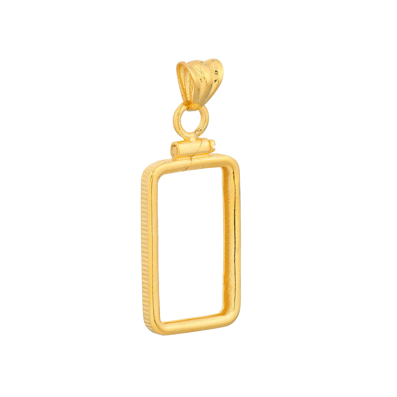 14K Yellow Gold Pamp Suisse Lady Fortuna 5 gram Bar Bezel Screw Top Frame Mounting Holder Pendant Charm