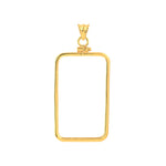 Φόρτωση εικόνας στο εργαλείο προβολής Συλλογής, 14K Yellow Gold Pamp Suisse Lady Fortuna 1 oz Bar Bezel Screw Top Frame Mounting Holder Pendant Charm
