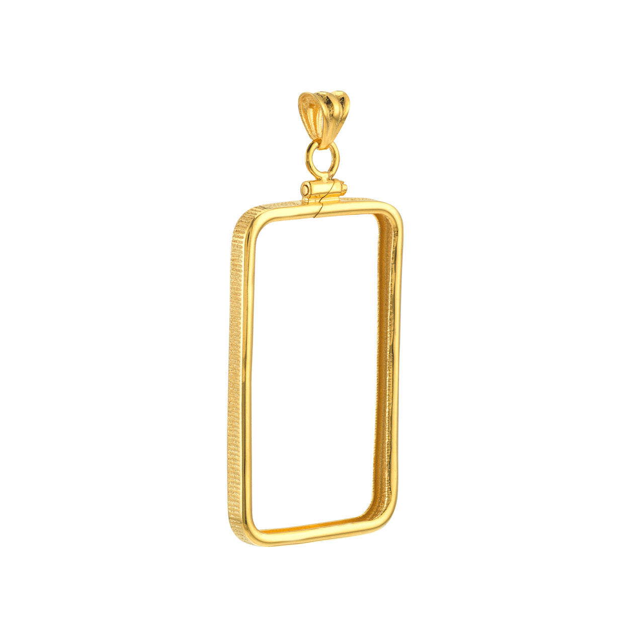 14K Yellow Gold Pamp Suisse Lady Fortuna 1 oz Bar Bezel Screw Top Frame Mounting Holder Pendant Charm