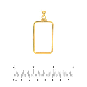 14K Yellow Gold Pamp Suisse Lady Fortuna 1 oz Bar Bezel Screw Top Frame Mounting Holder Pendant Charm