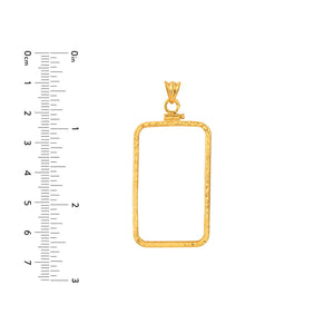 14K Yellow Gold Pamp Suisse Lady Fortuna 1 oz Bar Coin Bezel Diamond Cut Screw Top Frame Mounting Holder Pendant Charm