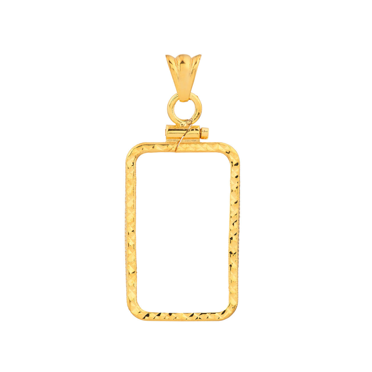 14K Yellow Gold Pamp Suisse Lady Fortuna 10 gram Bar Coin Bezel Diamond Cut Screw Top Frame Mounting Holder Pendant Charm