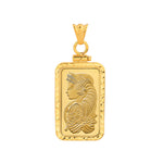이미지를 갤러리 뷰어에 로드 , 14K Yellow Gold Pamp Suisse Lady Fortuna 10 gram Bar Coin Bezel Diamond Cut Screw Top Frame Mounting Holder Pendant Charm

