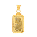 將圖片載入圖庫檢視器 14K Yellow Gold Pamp Suisse Lady Fortuna 5 gram Bar Coin Bezel Diamond Cut Screw Top Frame Mounting Holder Pendant Charm
