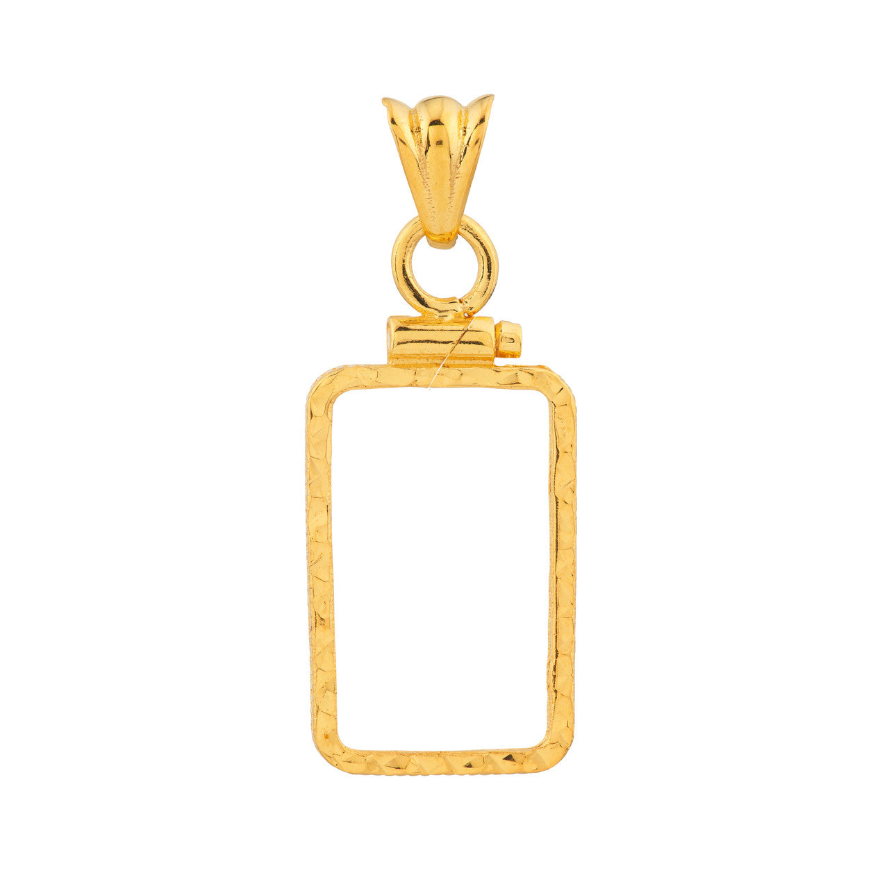 14K Yellow Gold Pamp Suisse Lady Fortuna 2.5 gram Bar Coin Bezel Diamond Cut Screw Top Frame Mounting Holder Pendant Charm