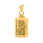 Φόρτωση εικόνας στο εργαλείο προβολής Συλλογής, 14K Yellow Gold Pamp Suisse Lady Fortuna 2.5 gram Bar Coin Bezel Diamond Cut Screw Top Frame Mounting Holder Pendant Charm
