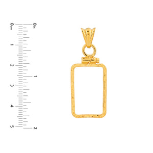 14K Yellow Gold Pamp Suisse Lady Fortuna 2.5 gram Bar Coin Bezel Diamond Cut Screw Top Frame Mounting Holder Pendant Charm