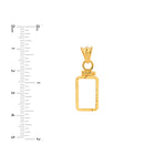 Afbeelding in Gallery-weergave laden, 14K Yellow Gold Pamp Suisse Lady Fortuna 1 gram Bar Coin Bezel Diamond Cut Screw Top Frame Mounting Holder Pendant Charm
