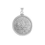 Carica l&#39;immagine nel visualizzatore di Gallery, Sterling Silver Canada Canadian Maple Leaf 1 oz Coin Bezel Screw Top Frame Mounting Holder Pendant Charm
