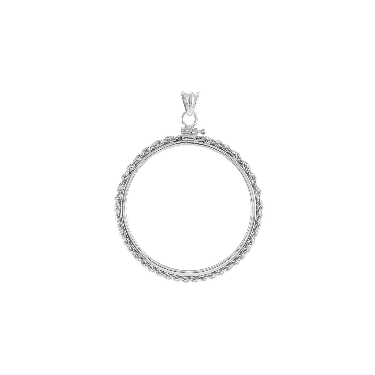 Sterling Silver American Eagle 1 oz Coin Bezel Rope Design Screw Top Frame Mounting Holder Pendant Charm