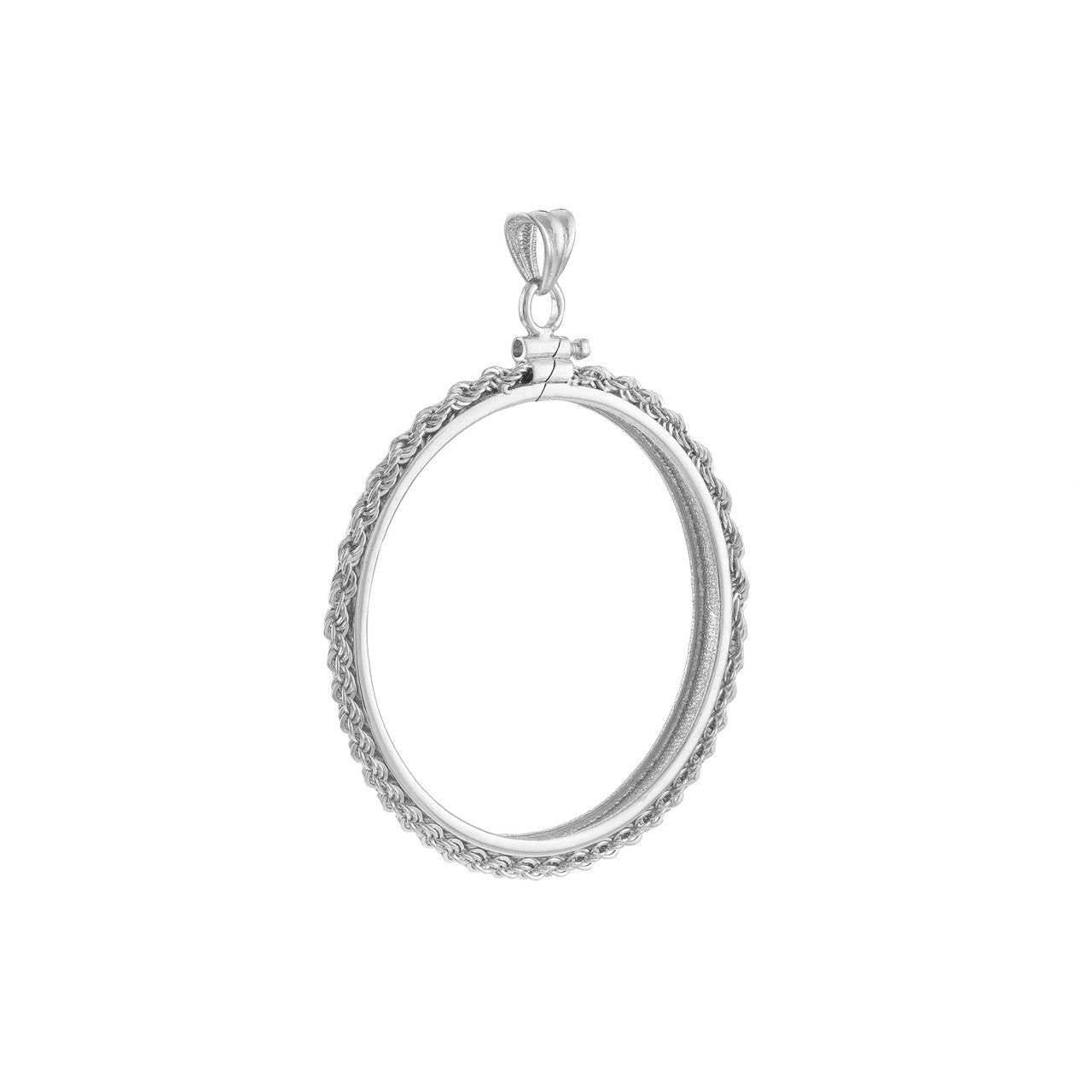 Sterling Silver American Eagle 1 oz Coin Bezel Rope Design Screw Top Frame Mounting Holder Pendant Charm