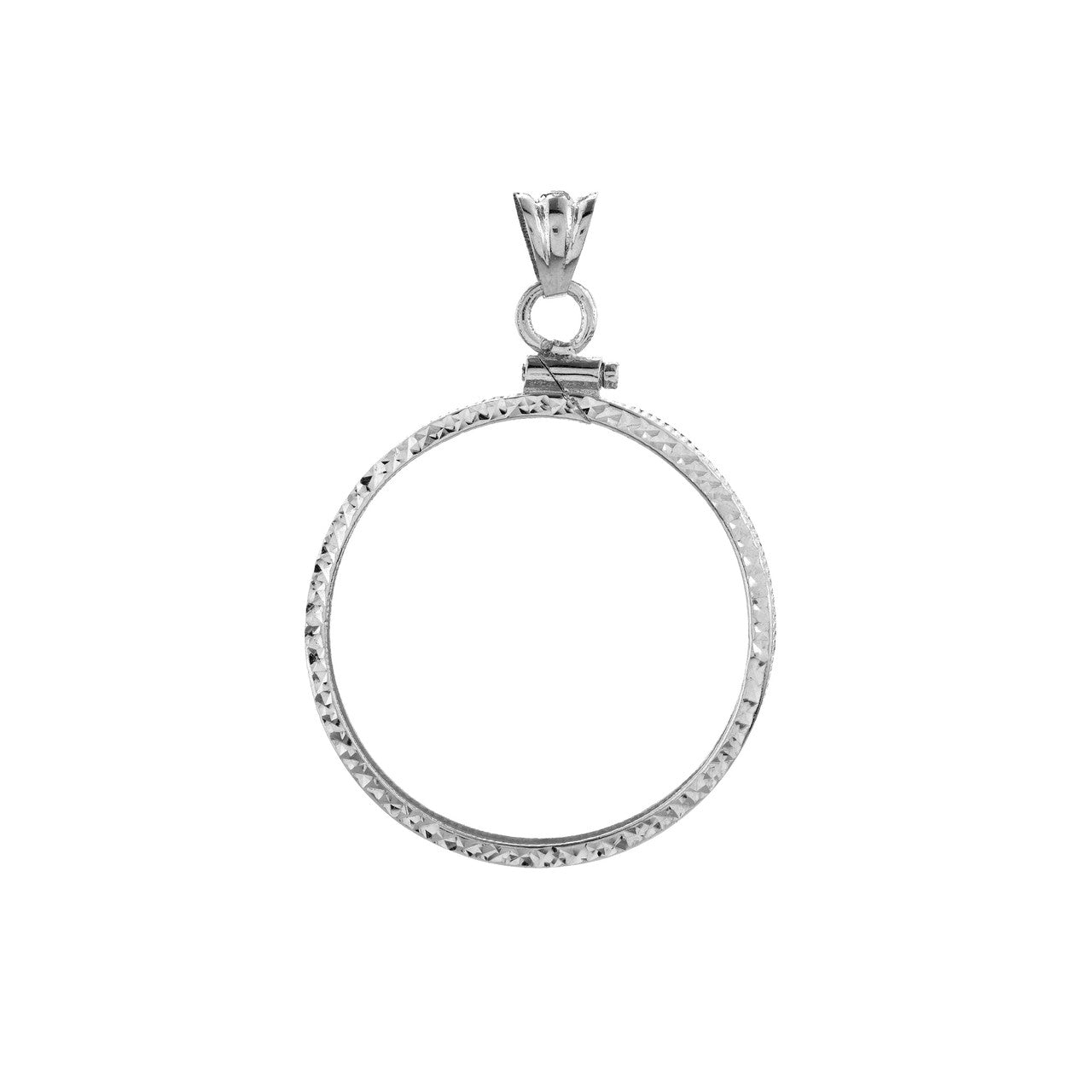 Sterling Silver American Eagle 1 oz Coin Bezel Diamond Cut Screw Top Frame Mounting Holder Pendant Charm