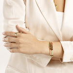 Carregar imagem no visualizador da galeria, 14k Yellow White Gold Diamond Greek Key Square Tube Bangle Bracelet
