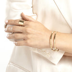 Load image into Gallery viewer, 14k Yellow White Gold Greek Key Square Tube Bangle Bracelet
