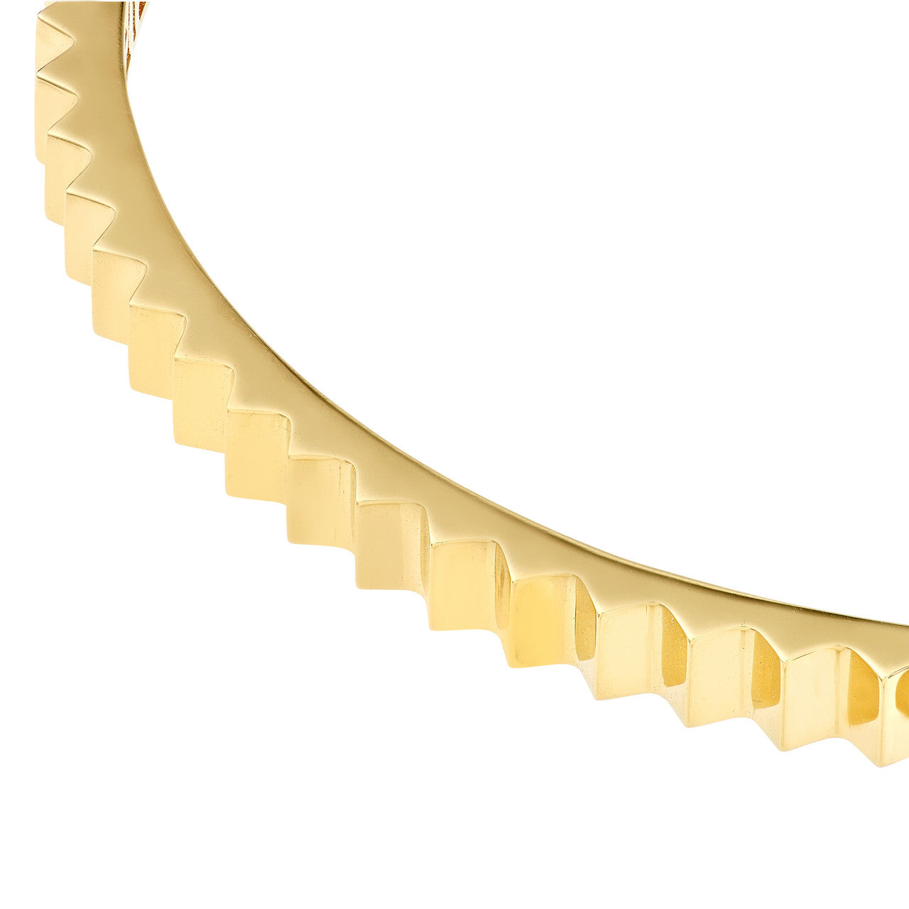 14k Yellow Gold Fluted Greek Key Hinged Bangle Bracelet
