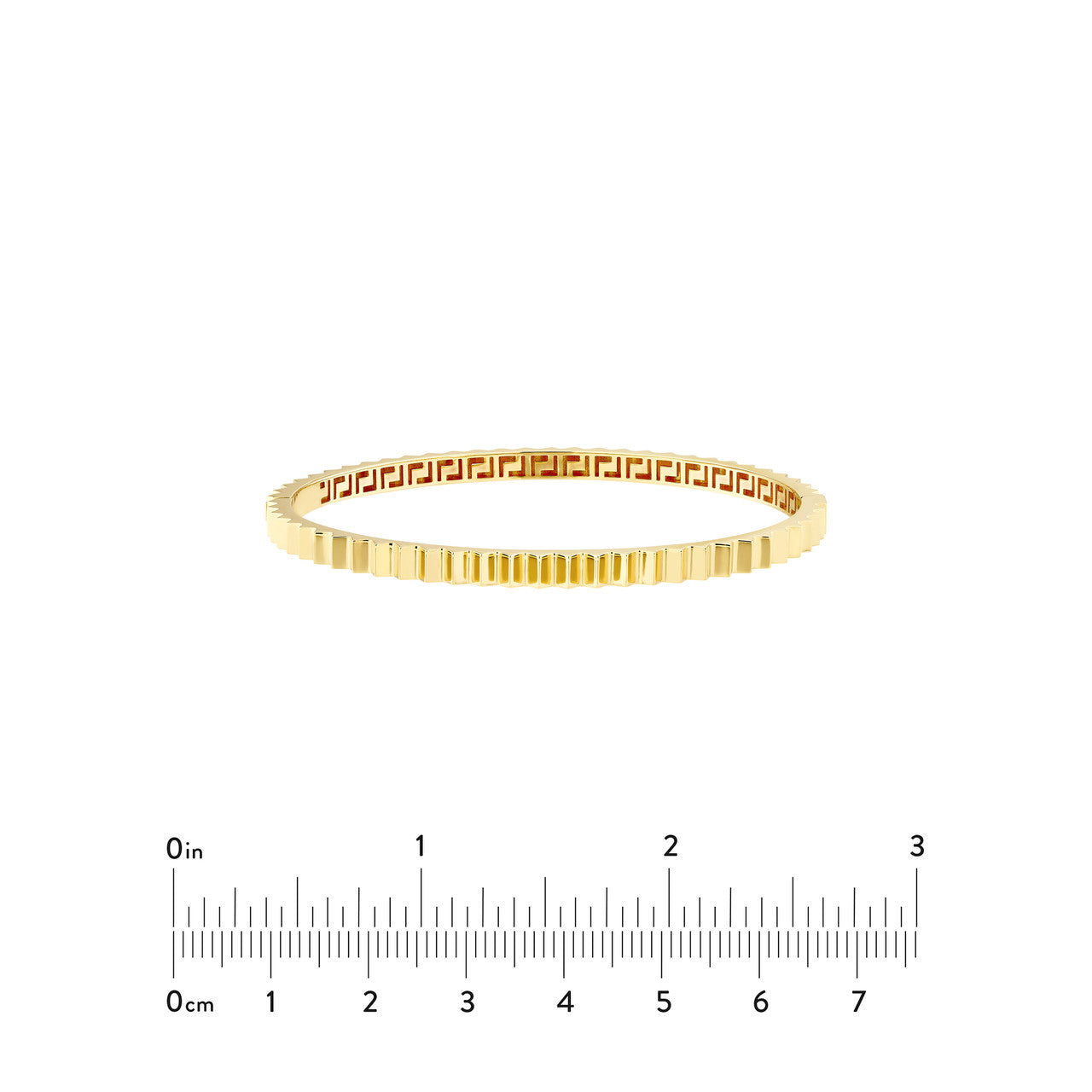 14k Yellow Gold Fluted Greek Key Hinged Bangle Bracelet