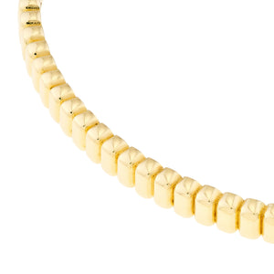14k Yellow Gold Ribbed Greek Key Hinged Bangle Bracelet