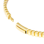 Cargar imagen en el visor de la galería, 14k Yellow Gold Ribbed Greek Key Hinged Bangle Bracelet
