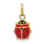 Lade das Bild in den Galerie-Viewer, 14K Yellow Gold Petite Red and Black Enamel Ladybug Charm Front View
