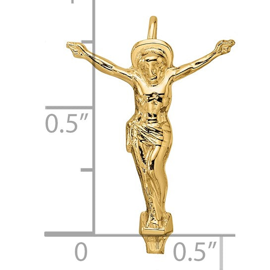 14k Yellow Gold Risen Jesus Christ Chain Slide Pendant Charm